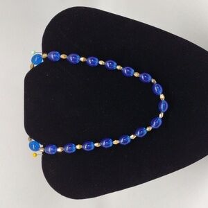 Vintage Kramer Blue and Gold Beaded‎ Choker Necklace